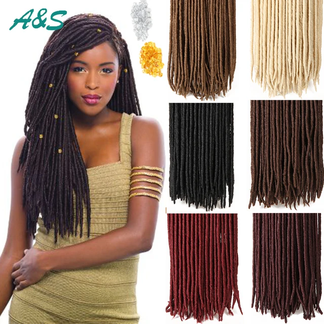 18" faux locs crochet dreads blonde hair extensions 613 color
