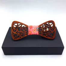 Рождественский подарок деревянный галстук-бабочка галстук платок Набор мужская клетчатая галстук-бабочка деревянный полый резной вырезанный цветочный дизайн и коробка