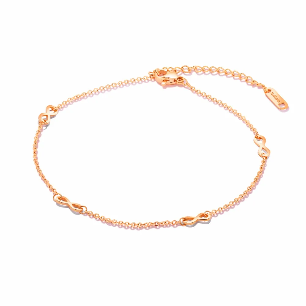 New style wholesale fashion foot chain endless 8 word rose gold foot