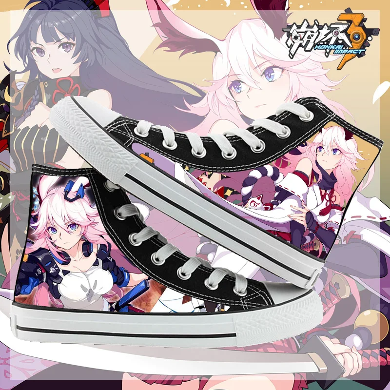 

WHOHOLL Honkai Impact 3 High-top Canvas Shoes Man Sneakers Yae Sakura Students ACG Male and Female Couples Graffiti Casual Shoes