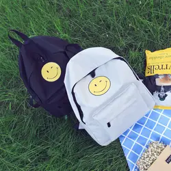 Для женщин Холст Рюкзаки смайлик эмодзи лица школьные сумки для подростков девочек рюкзак чехол для ноутбука для путешествий Mochila Feminina