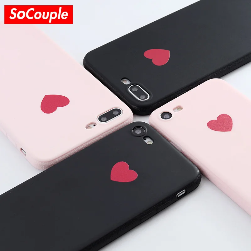 SoCouple Cute Candy Color Soft Silicone Phone Case For iphone 7 7plus Cartoon Love Heart Cover 6 6s 6/8plus |