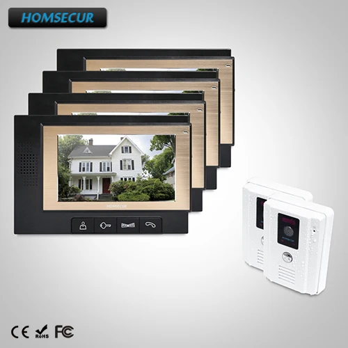 

HOMSECUR 7" Wired Video Door Phone Intercom System with One Button Unlock : TC011-W + TM702-B