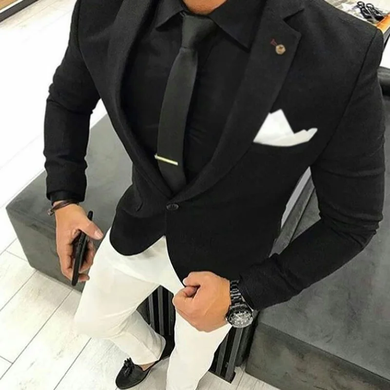 Custom Made Black Costume Homme Latest Coat Pant Designs Terno Masculino Slim Fit Men Wedding Suits Blazers Groom Tuxedos 2Piece