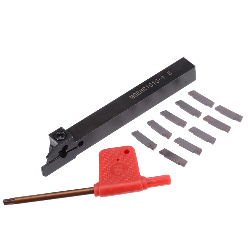 Mayitr 10pcs MGMN150 G Insert + MGEHR 1010 1.5 External Grooving Lathe Holder 10x10x100mm with
