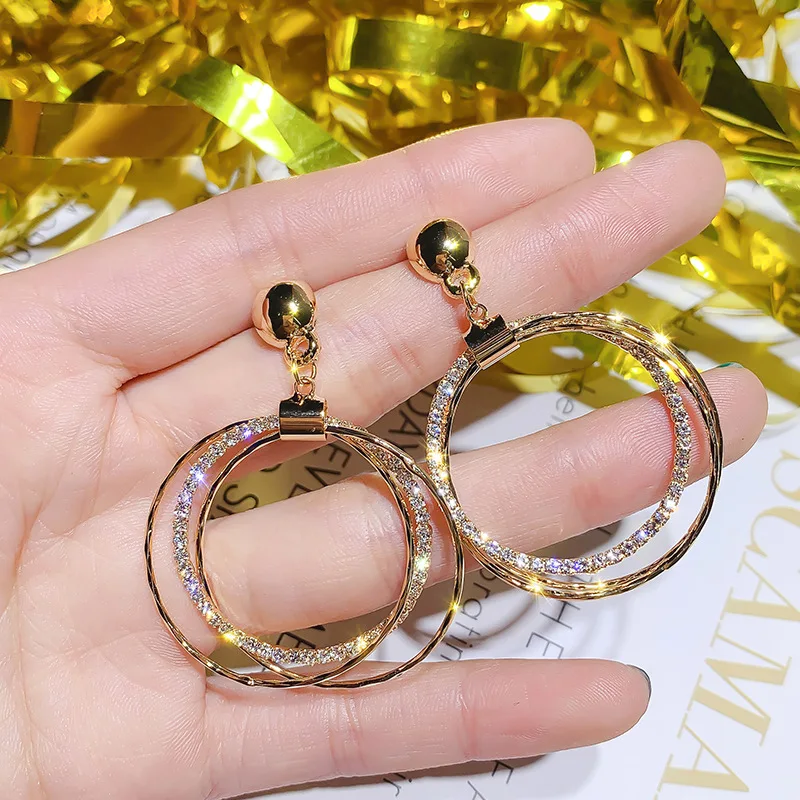 FYUAN модные круглые геометрические Висячие серьги для женщин Bijoux Золотой