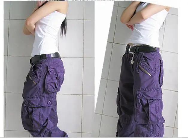 Мешковатые брюки 5 цветов Новое поступление размера плюс брюки карго толстые комбинезоны с карманами хип-хоп женские хип-хоп свободные джинсы хаки S50