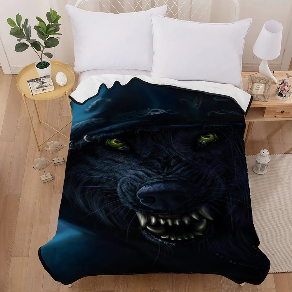 Ловец снов Волк воин шерстяное одеяло Волк и новая луна покрывало Манта для взрослых кровати диване крышка