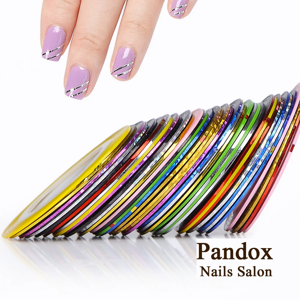 

Pandox Striping Tape Line Nail Art Tips Decoration Sticker Nail 10pcs Mixed Colors Nail Rolls Striping Tape Line DIY For Nail