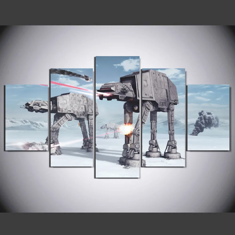 

Modern Canvas Printed Painting Poster 5 Pieces Star Wars Robot Dog Home Decor For Living Room Wall Art Modular Pictures Artwork