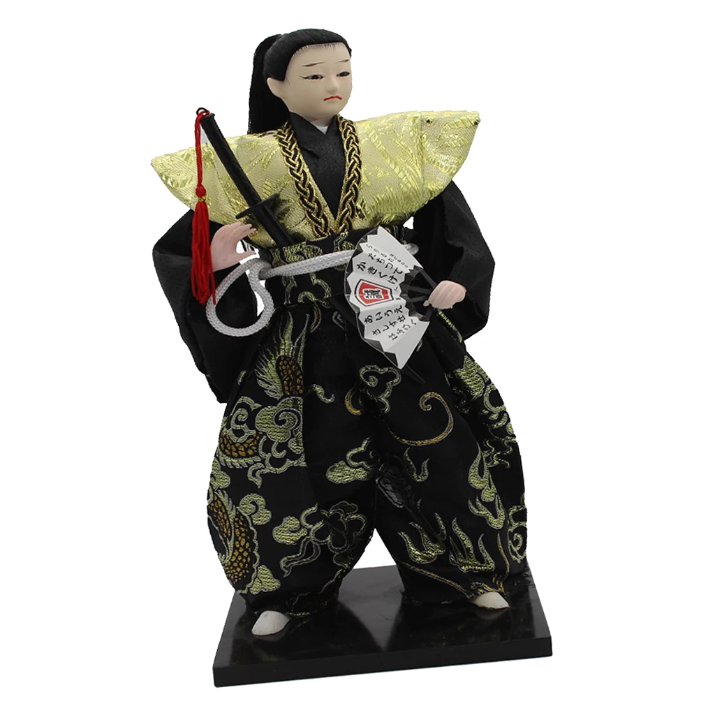  12'' Delicate Japanese Samurai Kimono Doll Oriental Doll Model Home Decoration Collection
