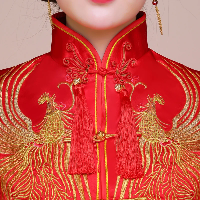Китай Стиль торжественное платье свадебное платье вышивка cheongsam элегантные тост костюмы за рубежом традиционные невесты Qipao платья женские