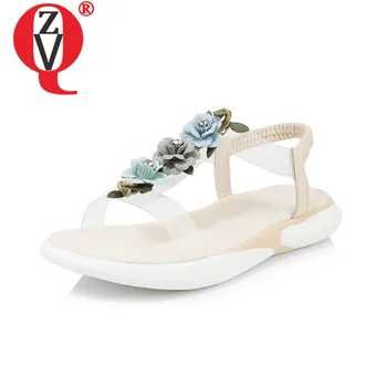 

ZVQ summer new concise comfortable outside sandals ladies casual date dress shoes flower decorate low heel sandals size 33-39