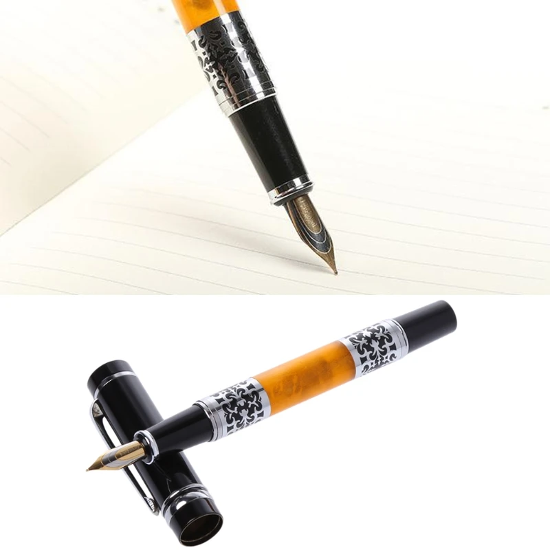 Fountain Pen Ink Silver Flower Amber Celluloid Roller Fountain Pen for Best Gift