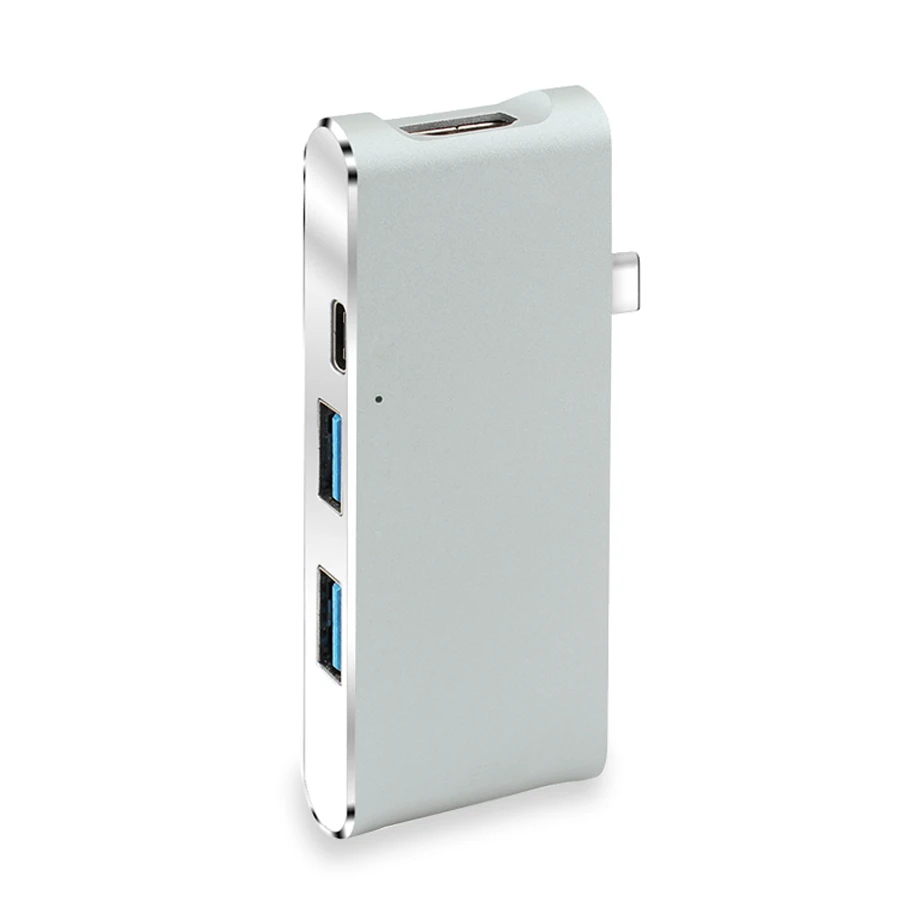 Type-C центр Алюминиевого USB многофункциональный macbook конвертер HDMI 4 К Экранирование помех emc - Цвет: Silver