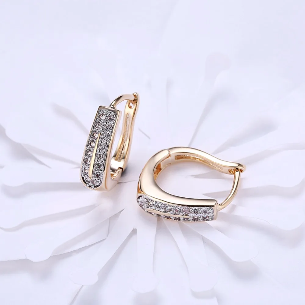 CHUKUI Brand Fashion Gold Color Round Small Hoop Earrings For Women Cubic Zircon Stone Earrings Wedding Brides Jewelry (6)