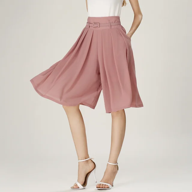 Buy Summer Wide Leg Midi Pants Fashion Chiffon Knee