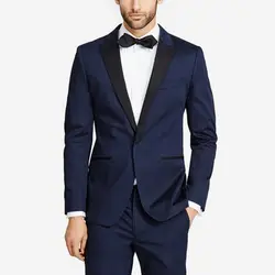 Самые последние модели брюк для костюма темно-синий Мужские костюмы для свадьбы, выпускного пиджак с острыми лацканами slim fit мужской