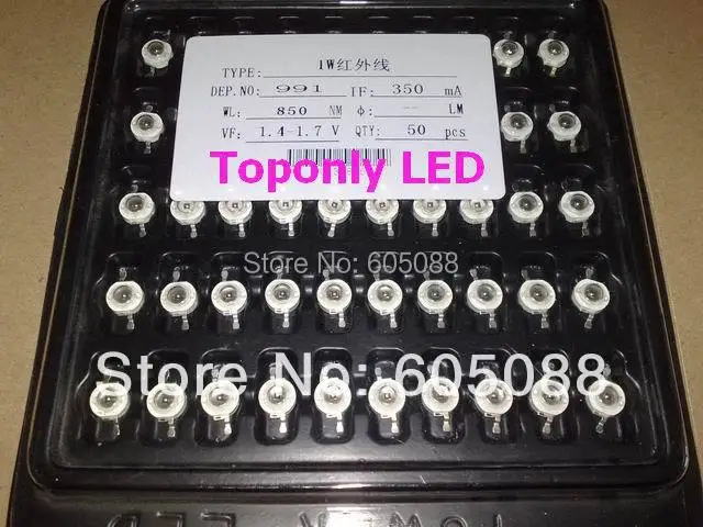 

Epistar 1w high power infrared led diode lamps 850nm ir led diy component lighting source for led plant grow&security equipment