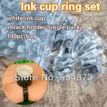 100 пакеты Перманентный макияж одноразовые кольца для пальцев Чернила чашки с губкой