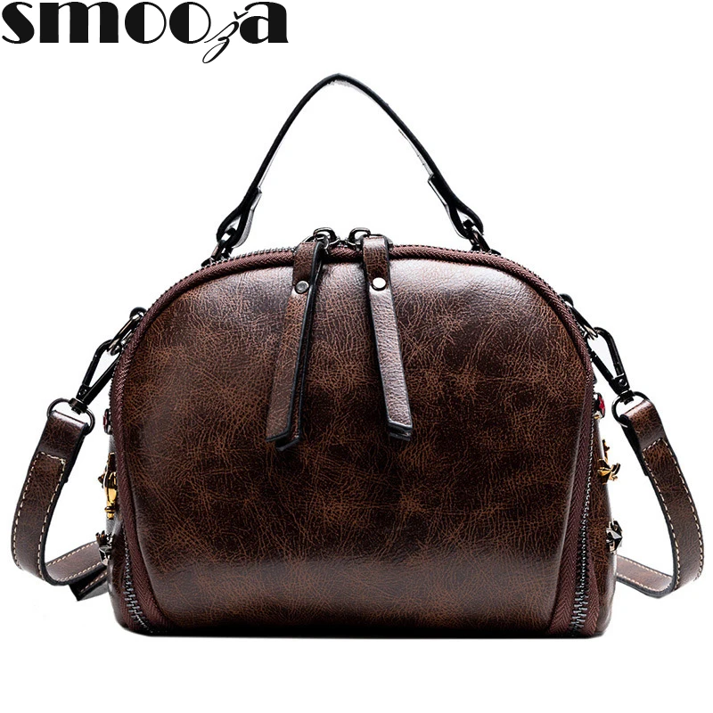 

SMOOZA Small Crossbody Bags For Women 2018 PU Leather Bag Ladies Sac zipper retro Shoulder Messenger Bags Women Bolsa Feminina