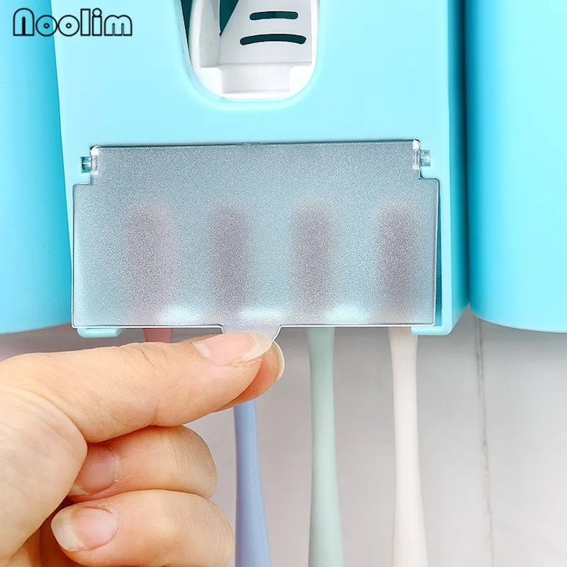 Toothbrush Holder With Cup Automatic Dispenser Storage Toothpaste Racket Squeezer Bathroom Accessories Set Lover Gift