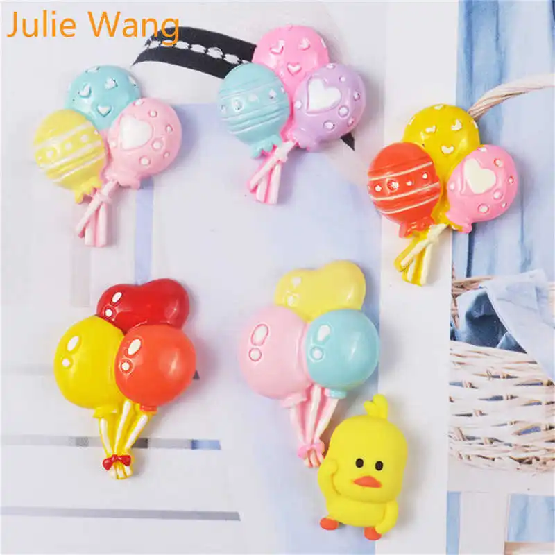 

Julie Wang 10pcs Resin Cartoon Balloon Charms Mixed Colors Flatback Cabochons Pendant Jewelry Making Accessory Phone Case Decor
