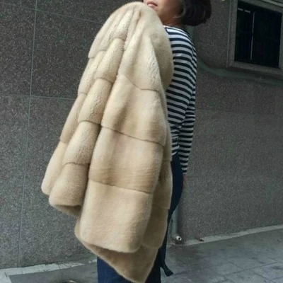 Top Arlenesain custom real mink fur beautiful women coat  154 3