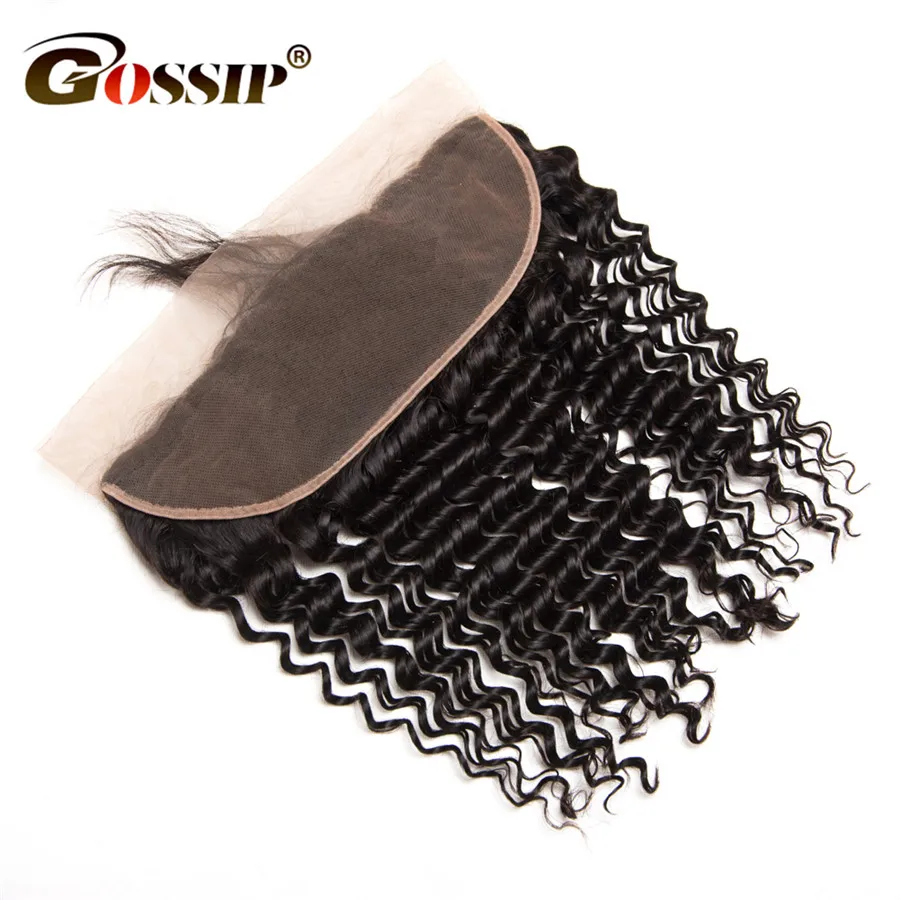 Remy Hair Deep Wave Frontal Pre Plucked Lace Frontal Closure With Baby Hair Frontal Brazilian Hair 100% Human Hair Closure