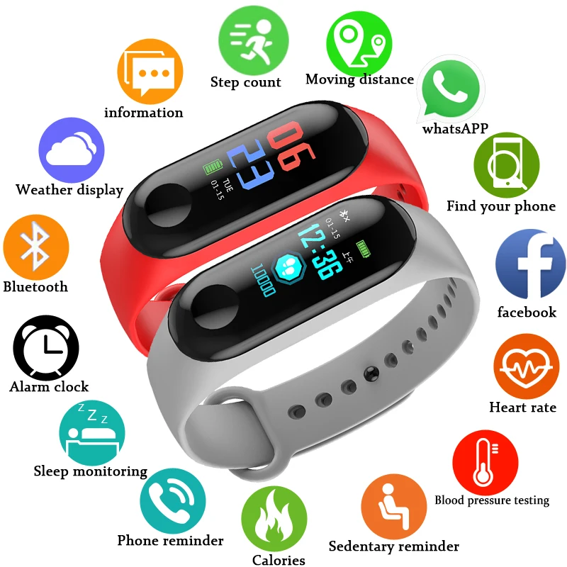 

BNAGWEI 2018 New Smart Bracelet Heart Rate Monitor Bluetooth PK MiBand 3 Smart Watch Touch Screen LED Men sport watch pedometer
