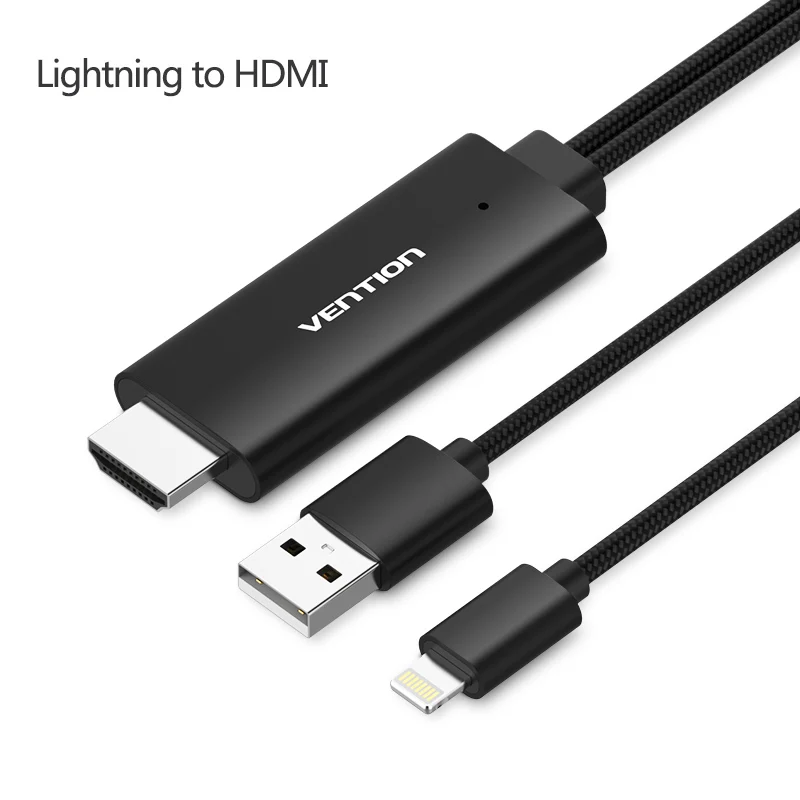 Vention HDMI кабель USB к HDMI конвертер кабель для iPhone 8 Pin к HDMI цифровой av-кабель для iPhone 7 6S Android Поддержка HDTV 2 - Цвет: CEG BLACK