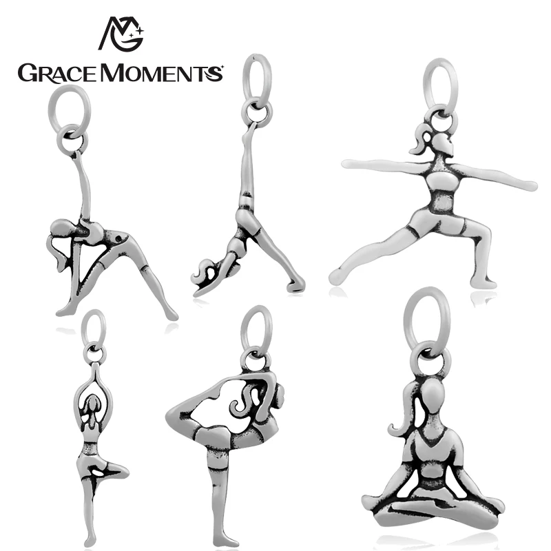 

5pc/lot GRACE MOMENTS Stainless Steel Figures Charm Yoga Movements For Making Women Fashion Jewelry DIY Bracelet Charm Pendant