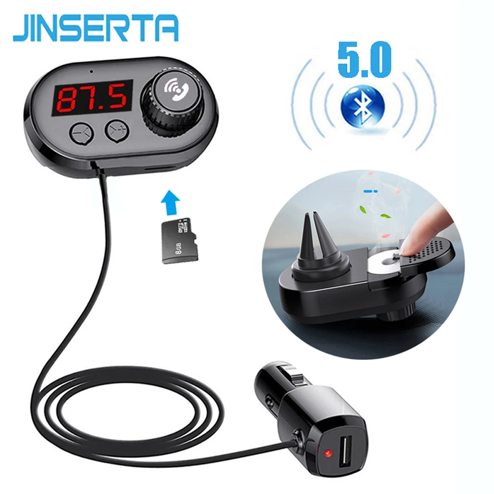 

Bluetooth 5.0 FM Transmitter Wireless Bluetooth Car Kit FM Modulator Handsfree Car TF MP3 Player with Aromatherapy function