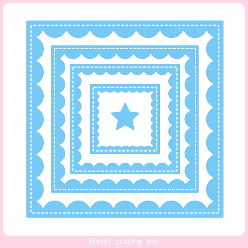 

Square scallop frame Metal Cutting Dies for DIY Scrapbooking Photo Album Decorative Embossing Paper Card Crafts Die Cut 2019