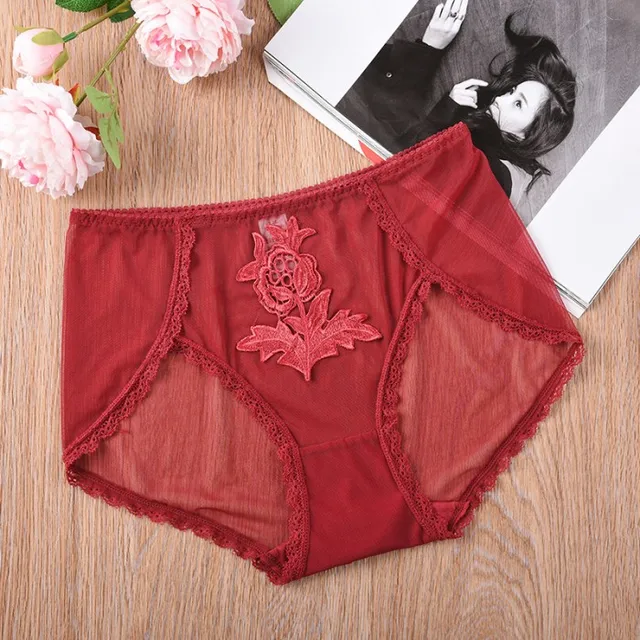 Buy Lady's Transparent Mesh briefs Plus size Rose