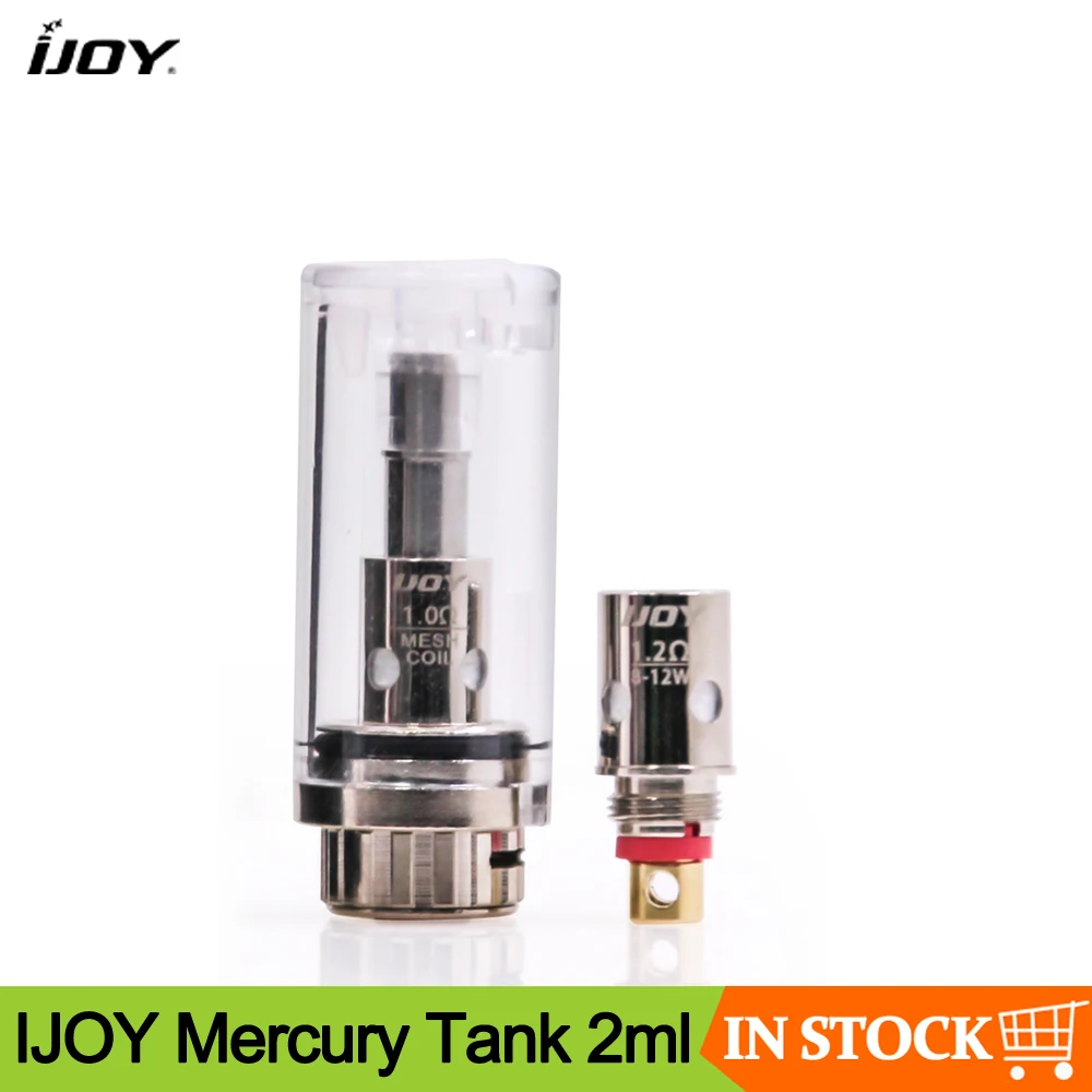 

Original IJOY Mercury Tank 2ml Capacity With 1.0ohm mesh coil & 1.2ohm Coil Refillable Vape Tank Cartridge For Ijoy Mercury Kit