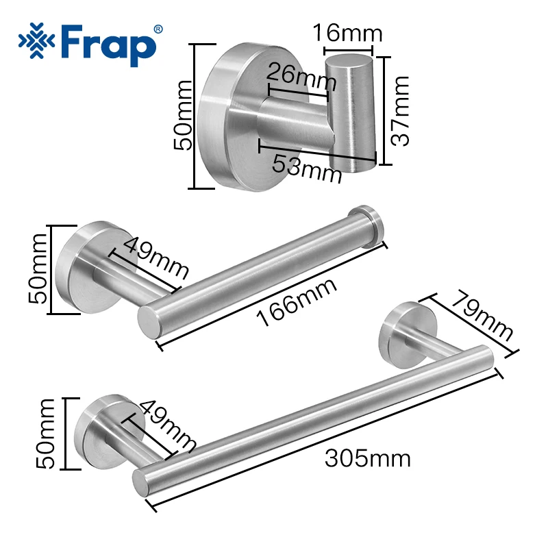 Frap Нержавеющая Сталь Серебряный набор оборудования для ванной комнаты вешалка для полотенец для туалета Держатель для полотенца бар крючок, Товары для ванной Y38124