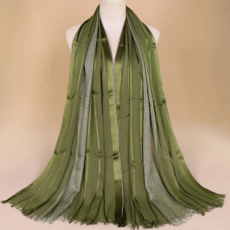 Дизайн люрекс Блеск Мерцающий кисточкой вискозный шарф шаль глушитель обруч мусульманский хиджаб Echarpe фуляр 180*75 см - Цвет: 7