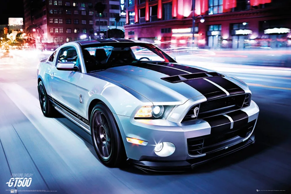 Shelby Mustang GT500 coche deportivo Ford seda cartel Arte dormitorio