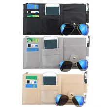 Car Sun Visor Multi-Pocket Card Storage Sunglasses Holder Bag Organizer Case Elastic Trap with Zipper 285 x 145mm