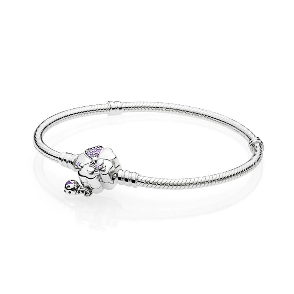 

NEW 2018 NEW 100% 925 Sterling Silver New Moment Bloom Four-Leaf Flower Bracelet Suitable DIY Jewelry For Mother Gift
