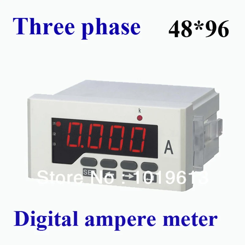 Трехфазный цифровой амперметр ЖК-дисплей измеритель переменного тока 48*96