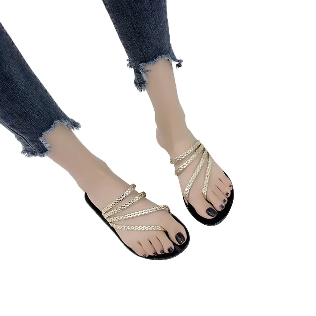 SAGACE/Новинка 2020 года Женские летние повседневные пляжные шлепанцы с блестками