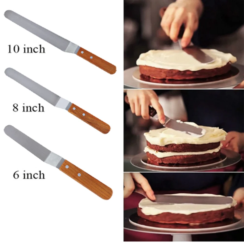 

6/8/10 inch Stainless Steel Cake Spatula Butter Cream Icing Frosting Knife Smoother Kitchen Pastry Cake Decoration Tools