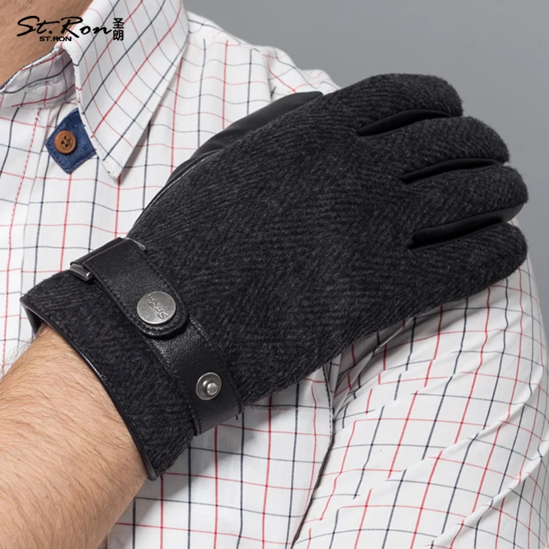 Перчатки мужские из овечьей кожи плотные сохраняющие тепло перчатки натуральной