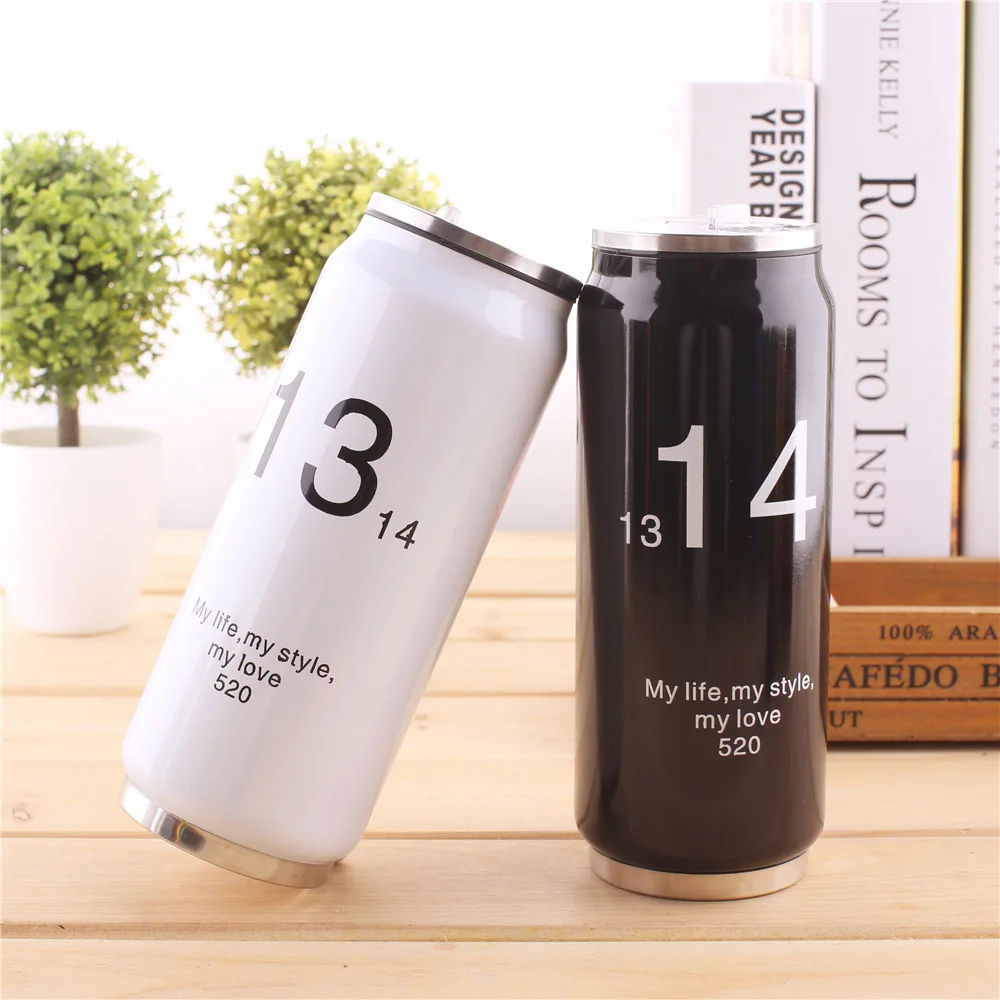 

500ML Thermos Beverage Can Mug Cup Insulated Stainless Steel Water Bottle Vacuum Flask Lovers Gift Christmas
