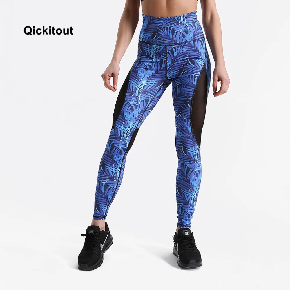 Qickitout المرأة لياقة مرونة عالية طماق السراويل الأزرق مابل ليف برايت مطبوعة طماق XS-XL عارضة السراويل الطويلة Qickitout المرأة لياقة مرونة عالية طماق السراويل الأزرق مابل ليف برايت مطبوعة طماق XS-XL عارضة السراويل الطويلة