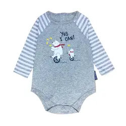 Одежда для маленьких девочек и мальчиков новорожденных с длинным рукавом 100% хлопок письмо мультфильм печати младенческой ползунки