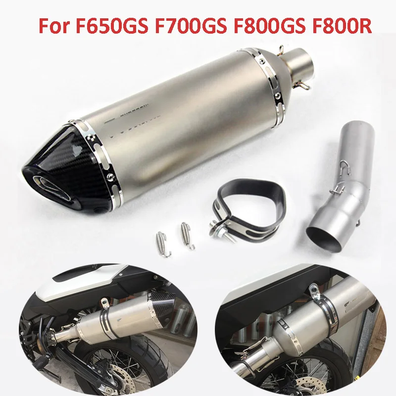 

Motorcycle Exhaust System Link Mid Connect Pipe Slip On Muffler With DB Killer Exhaust Pipe For BMW F650GS F700GS F800GS F800R