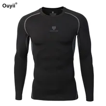 Рубашка с длинными рукавами Для мужчин фитнес-Спорт футболка на открытом воздухе сжатия топы плотная спортивная одежда, для мужчин, для пробежки, для бега Лонгсливы для бега